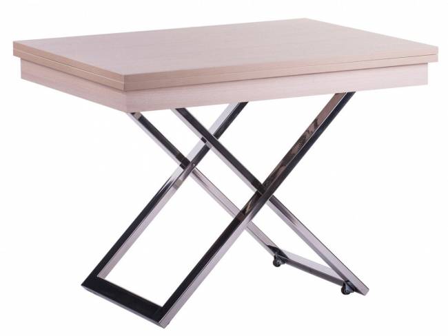 Стол-трансформер Левмар Cross D31/S79 выбеленный дуб/ опоры нерж.сталь