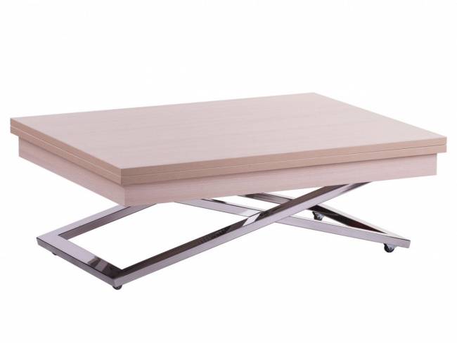 Стол-трансформер Левмар Cross D31/S79 выбеленный дуб/ опоры нерж.сталь