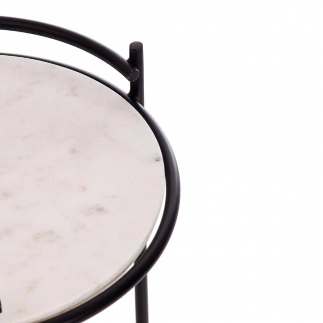 Столик кофейный Secret De Maison FASELIS ( mod. 11886 ) алюминиевый сплав/мрамор, 38*38*56 см, черный/белый мрамор