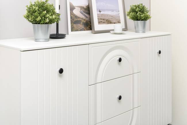 TV-тумба-комод с двумя навесными полками и пенал со стеклом в гостиную Валенсия цвет белый шагрень TV-тумба-комод с двумя навесными полками и пенал со стеклом в гостиную Валенсия цвет белый шагрень