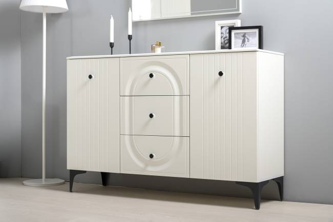 TV-тумба-комод с двумя навесными полками и пенал со стеклом в гостиную Валенсия цвет белый шагрень TV-тумба-комод с двумя навесными полками и пенал со стеклом в гостиную Валенсия цвет белый шагрень