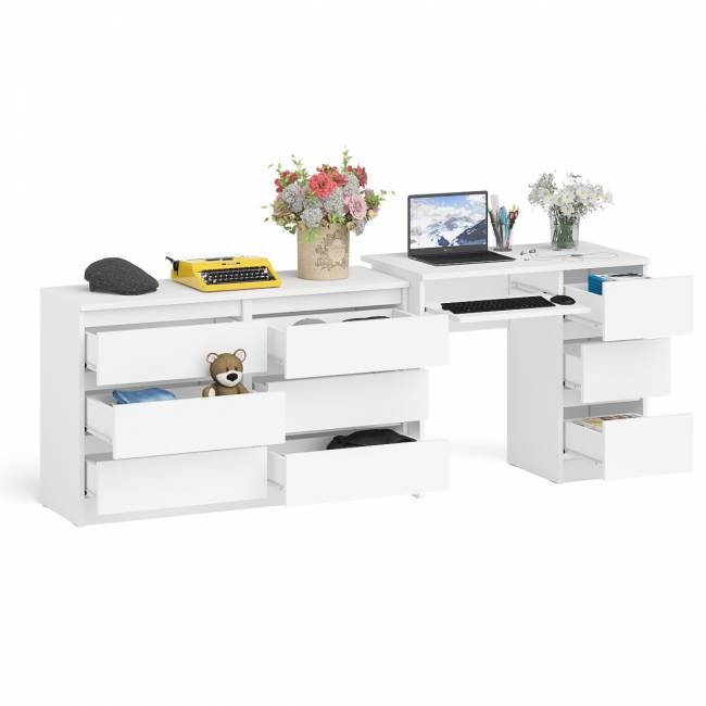 Комод Мори МК-1200 6 ящиков и компьютерный стол МС-6 три ящика справа цвет белый Комод Мори МК-1200 6 ящиков и компьютерный стол МС-6 три ящика справа цвет белый