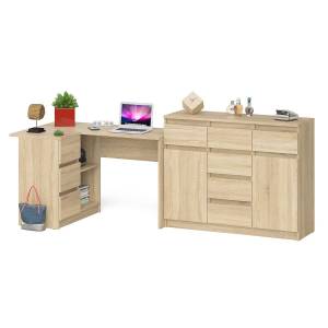 Тумба-комод Мори 1200 с угловым компьютерным столом МС-16 с тумбой слева Мори цвет дуб сонома