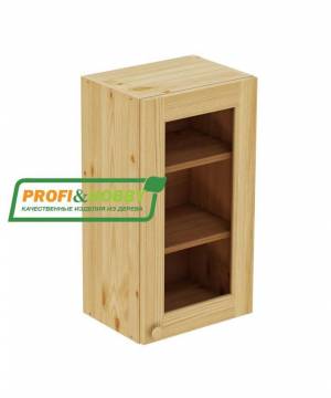 Шкаф навесной 450 х 300 х 720 под стекло, сосна, бесцветный лак