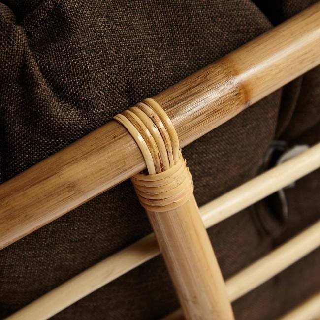 Кресло PAPASAN ECO/ПАПАСАН ЭКО P115-1/SP STD /c подушкой, ремешками/ диаметр подушки 125 см, 115x101x92 см, Natural (натуральный), ткань Коричневый, 3М7-147 Natural (натуральный)