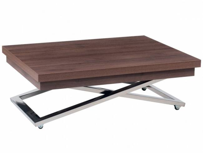 Стол-трансформер Левмар Cross D69/S79 дуб шамони темный/ опоры нерж.ст.