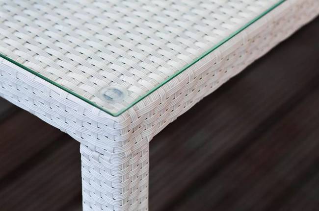 Стол садовый плетеный из искусственного ротанга MILANO 150 см белый Стол садовый плетеный из искусственного ротанга MILANO 150 см белый