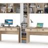 Два компьютерных стола Бостон с навесными шкафами и пеналом цвет дуб эндгрейн элегантный/фасады МДФ милк рикамо софт Два компьютерных стола Бостон с навесными шкафами и пеналом цвет дуб эндгрейн элегантный/фасады МДФ милк рикамо софт