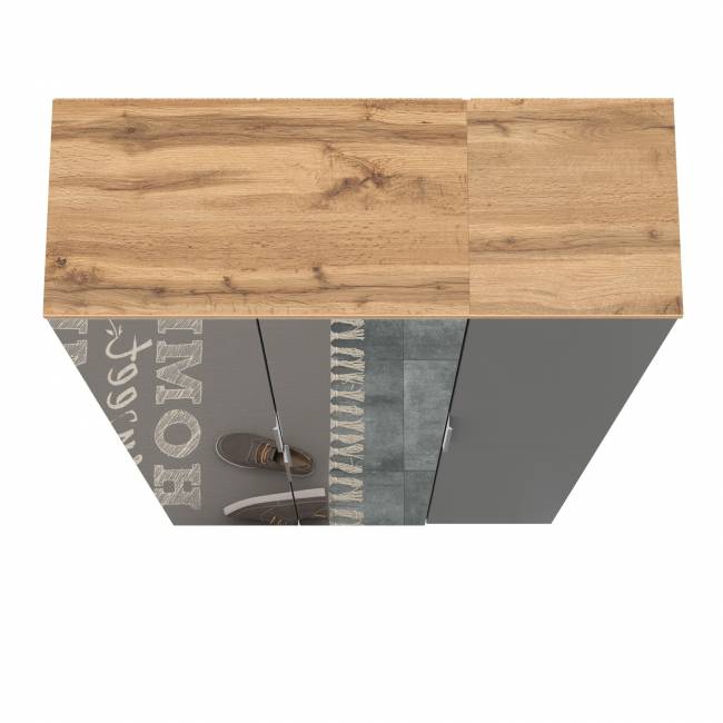 Шкаф для одежды и шкаф-пенал Октава цвет серый графит/дуб крафт золотой/зеркало