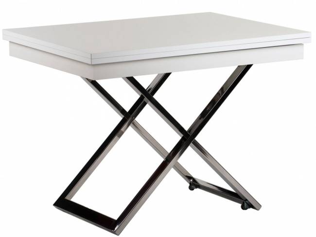 Стол-трансформер Левмар Cross G15/S79 белый глянец/ опоры нерж.сталь