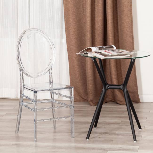 Стул MEDALION (mod. 921) пластик, 39 х 49 х 90,5 см, Transparent (Прозрачный)  (Комплект из 2 шт.) прозрачный пластик