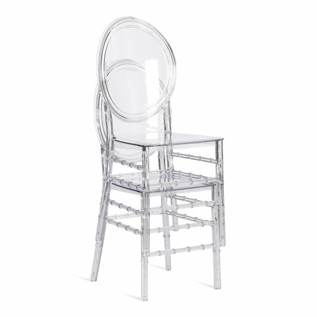 Стул MEDALION (mod. 921) пластик, 39 х 49 х 90,5 см, Transparent (Прозрачный)  (Комплект из 2 шт.) прозрачный пластик