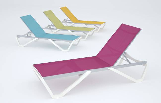 Шезлонг-лежак металлический Wave белый, антрацит 1910х715х300 мм