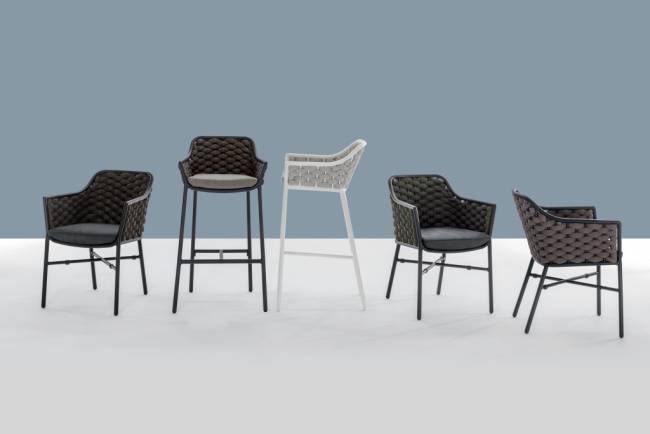 Кресло барное плетеное Panama антрацит, коричневый 540х540х1010 мм Кресло барное плетеное Panama антрацит, коричневый 540х540х1010 мм