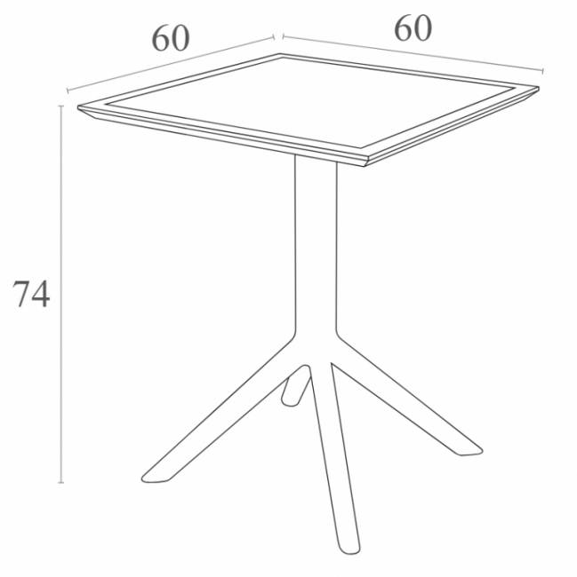Стол пластиковый складной Sky Folding Table 60 темно-серый 600х600х740 мм