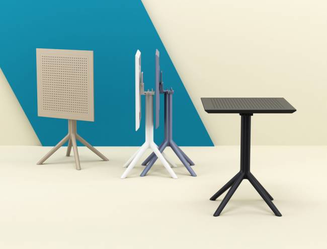 Стол пластиковый складной Sky Folding Table 60 темно-серый 600х600х740 мм