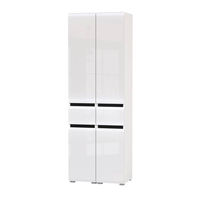 Два шкафа-пенала с выдвижным ящиком Сидней цвет белый/чёрный/МДФ белый глянец Два шкафа-пенала с выдвижным ящиком Сидней цвет белый/чёрный/МДФ белый глянец