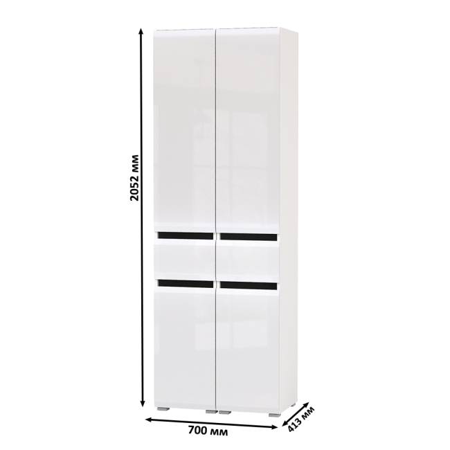 Два шкафа-пенала с выдвижным ящиком Сидней цвет белый/чёрный/МДФ белый глянец Два шкафа-пенала с выдвижным ящиком Сидней цвет белый/чёрный/МДФ белый глянец