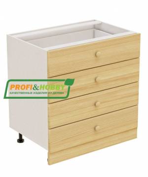 Тумба 4 ящика 800х530х720 + фасад сосна бесцветный лак