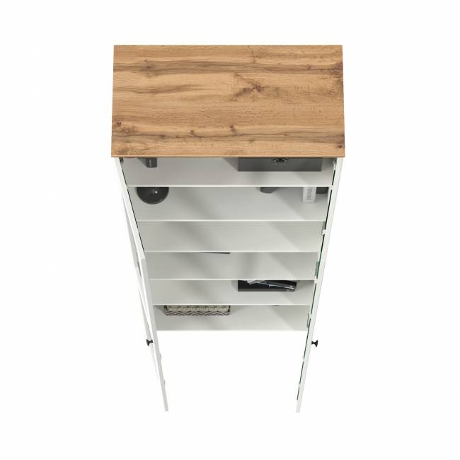 Шкаф-витрина 2-х дверный Остин 16.394.02 цвет белый шагрень/дуб крафт золотой