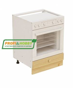 Тумба под технику 600х530х720 +1 ящик + фасад сосна бесцветный лак