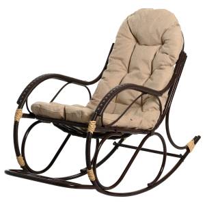 Кресло качалка с подножкой из искусственного ротанга, орех, разборное Кресло качалка с подножкой из искусственного ротанга, орех, разборное