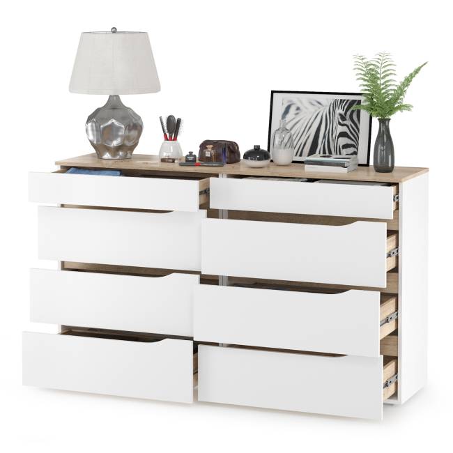 Два комода Муссон цвет белый/дуб эндгрейн элегантный