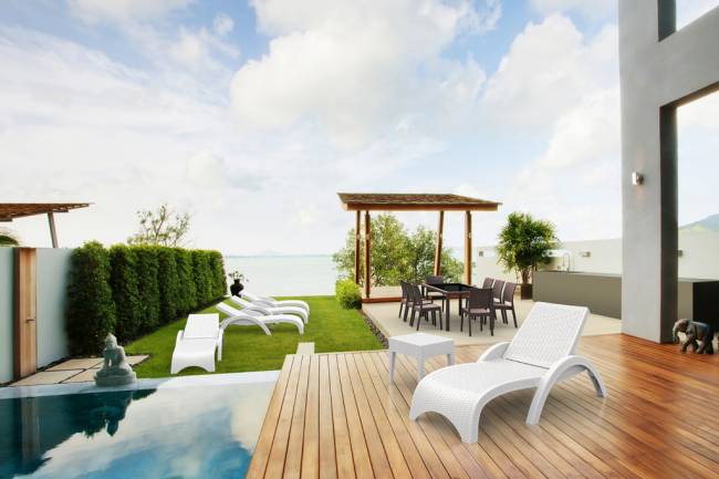 Столик плетеный для шезлонга GT 1009 белый 450х450х450 мм