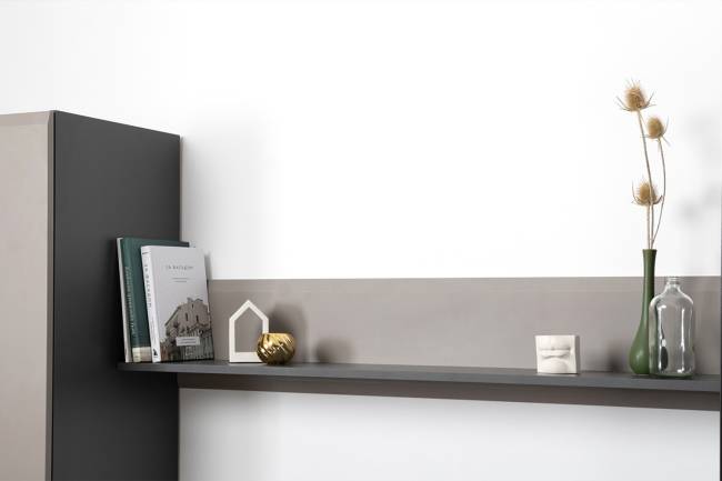 Две ТВ-тумбы с двумя навесными открытыми полками Сидней цвет антрацит/МДФ веллюто капучино Две ТВ-тумбы с двумя навесными открытыми полками Сидней цвет антрацит/МДФ веллюто капучино