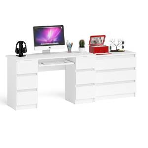 Комод три ящика Мори 800.1 и стол компьютерный две тумбы МС-2 цвет белый