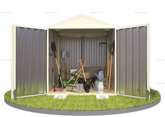 Хозблок SKOGGY секционный с двускатной крышей 2 х 2 м, слоновая кость Хозблок SKOGGY секционный с двускатной крышей 2 х 2 м, слоновая кость