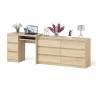 Широкий комод Мори МК1380.6 и стол компьютерный МС-6 три ящика слева цвет дуб сонома Широкий комод Мори МК1380.6 и стол компьютерный МС-6 три ящика слева цвет дуб сонома