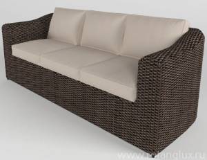 Диван 3-х местный "Малага" из искусственного ротанга, коричневый с черным, белый