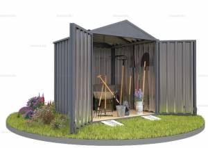 Хозблок SKOGGY секционный с двускатной крышей 2 х 2 м, брутальный серый Хозблок SKOGGY секционный с двускатной крышей 2 х 2 м, брутальный серый