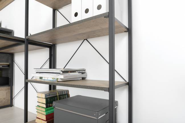 Открытый стеллаж с полками и комод с ящиками Трувор цвет дуб гранж песочный/интра