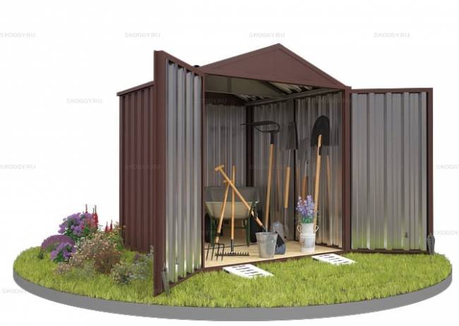 Хозблок SKOGGY секционный с двускатной крышей 2 х 2 м, шоколадный Хозблок SKOGGY секционный с двускатной крышей 2 х 2 м, шоколадный
