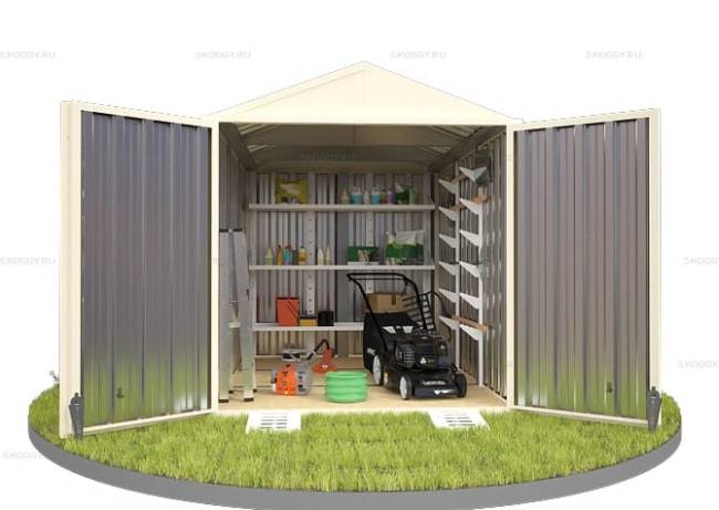 Хозблок SKOGGY секционный с двускатной крышей 3 х 2 м, слоновая кость Хозблок SKOGGY секционный с двускатной крышей 3 х 2 м, слоновая кость