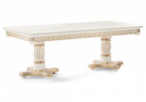 Стол деревянный Морнит 220(320)х110 слоновая кость / золото