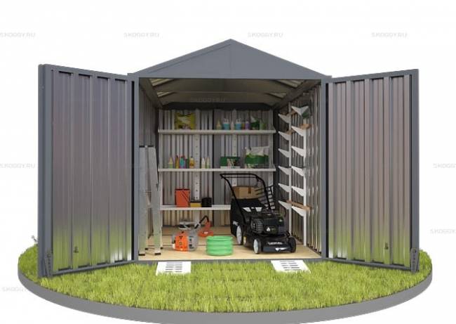 Хозблок SKOGGY секционный с двускатной крышей 3 х 2 м, брутальный серый Хозблок SKOGGY секционный с двускатной крышей 3 х 2 м, брутальный серый