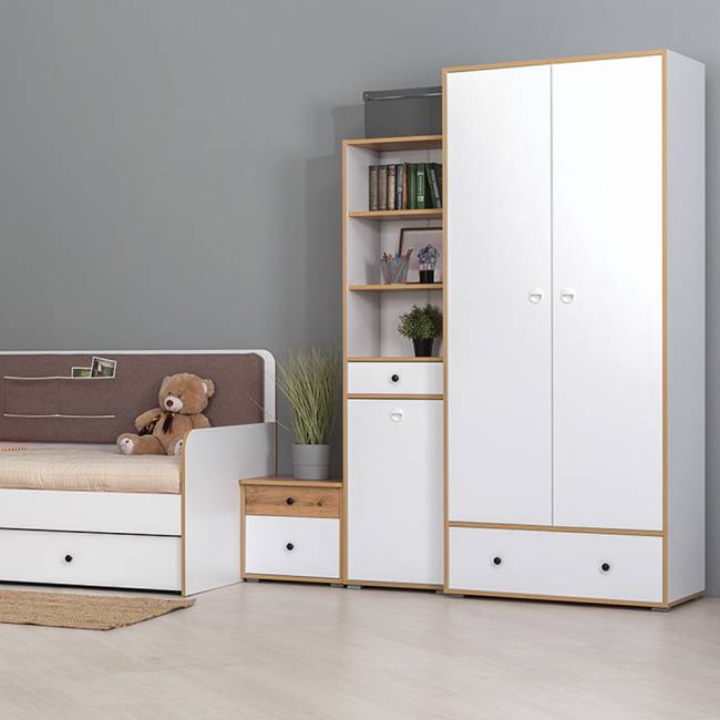 Шкаф для одежды Вуди 13.138 цвет белый премиум/дуб крафт золотой