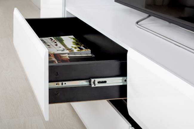 Тумба под ТВ Сидней 13.63 цвет белый/чёрный/МДФ белый глянец