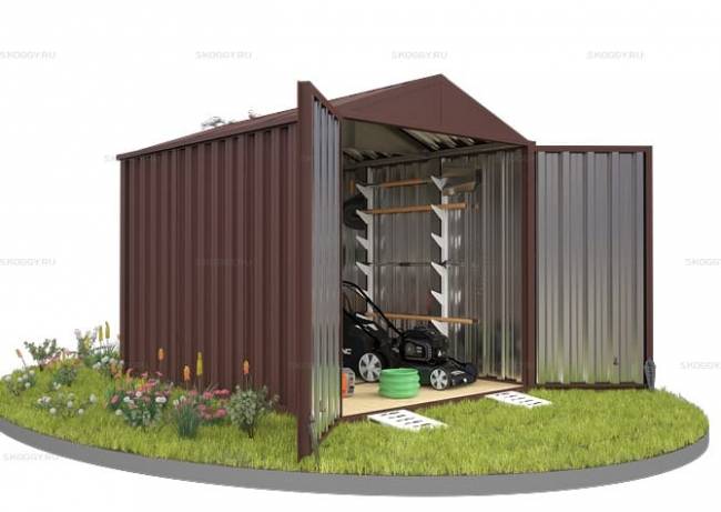 Хозблок SKOGGY секционный с двускатной крышей 3 х 2 м, шоколадный Хозблок SKOGGY секционный с двускатной крышей 3 х 2 м, шоколадный