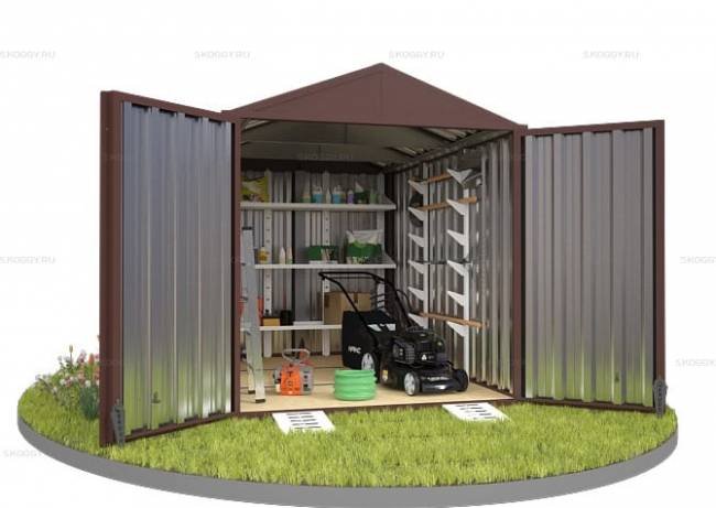 Хозблок SKOGGY секционный с двускатной крышей 3 х 2 м, шоколадный Хозблок SKOGGY секционный с двускатной крышей 3 х 2 м, шоколадный