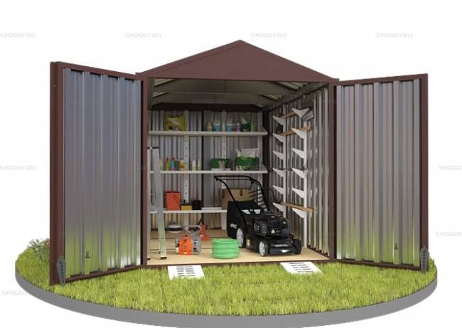 Хозблок SKOGGY секционный с двускатной крышей 3 х 2 м, шоколадный Хозблок SKOGGY секционный с двускатной крышей 3 х 2 м, шоколадный