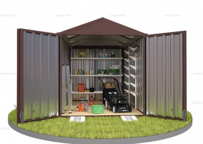 Хозблок SKOGGY секционный с двускатной крышей 3 х 2 м, шоколадный Хозблок SKOGGY секционный с двускатной крышей 3 х 2 м, шоколадный