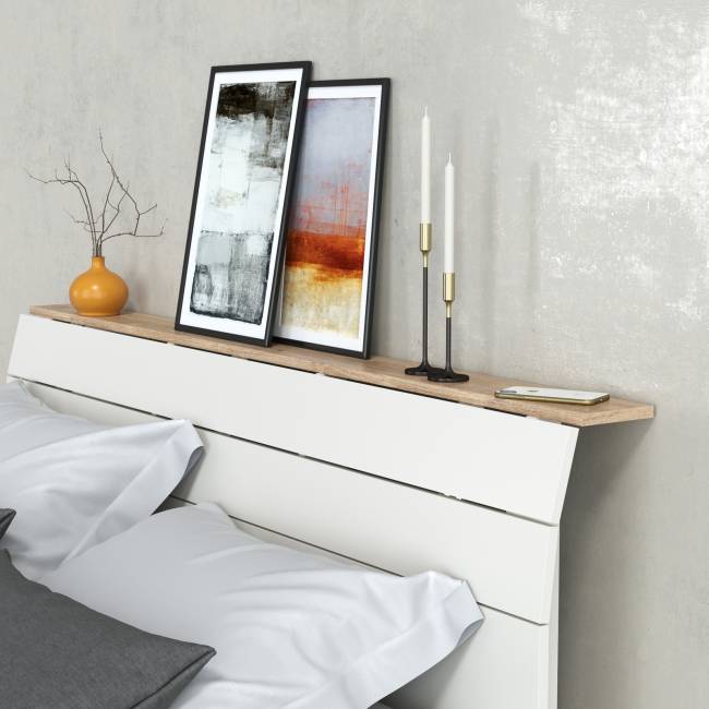 Мебель для спальни Муссон 1600 с тумбой для аппаратуры 13.276 цвет белый/чёрный/дуб эндгрейн элегантный