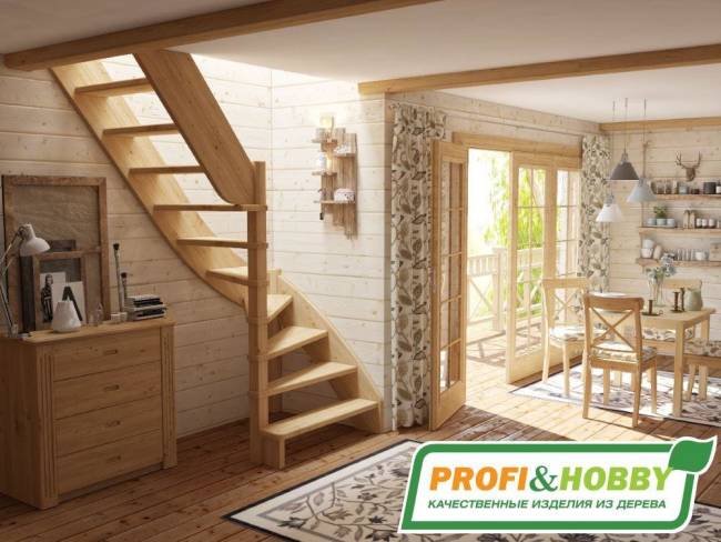 Деревянная лестница ЛС-92м под покраску