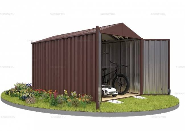 Хозблок SKOGGY секционный с двускатной крышей 4 х 2 м, шоколадный Хозблок SKOGGY секционный с двускатной крышей 4 х 2 м, шоколадный