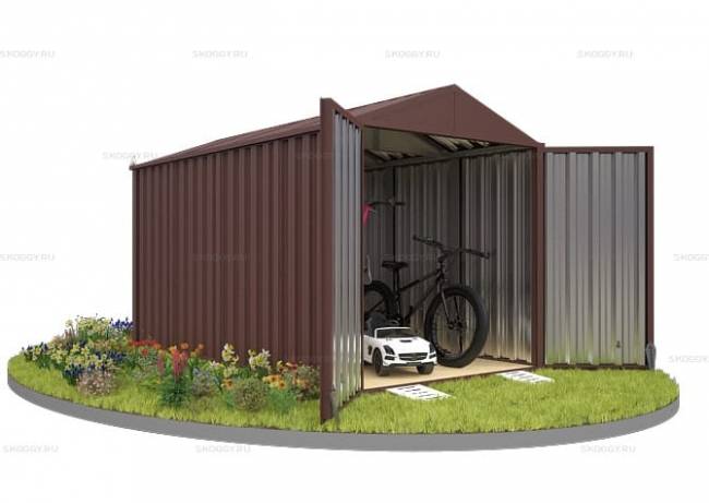 Хозблок SKOGGY секционный с двускатной крышей 4 х 2 м, шоколадный Хозблок SKOGGY секционный с двускатной крышей 4 х 2 м, шоколадный