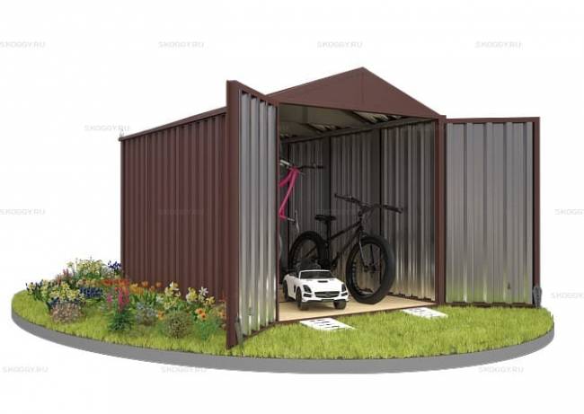 Хозблок SKOGGY секционный с двускатной крышей 4 х 2 м, шоколадный Хозблок SKOGGY секционный с двускатной крышей 4 х 2 м, шоколадный